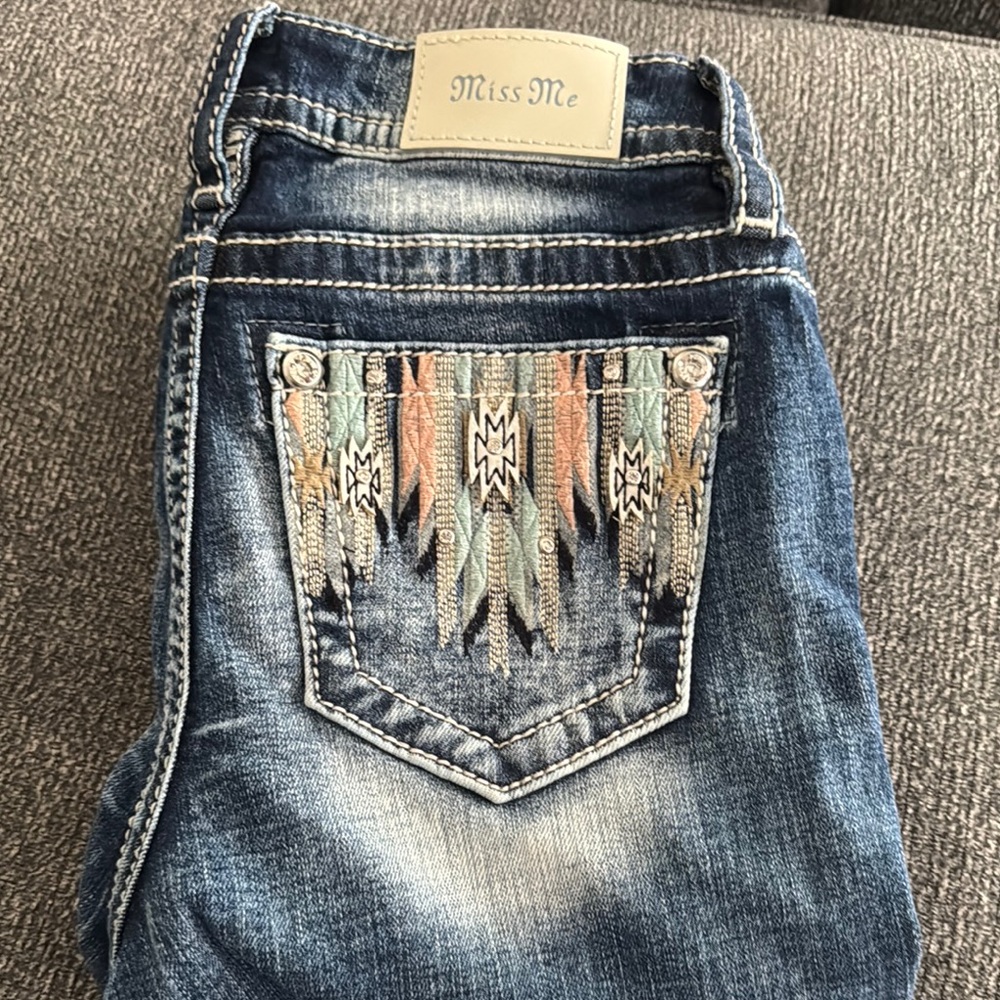 Miss Me Blue Bootcut Jeans with Decorative Back Pockets